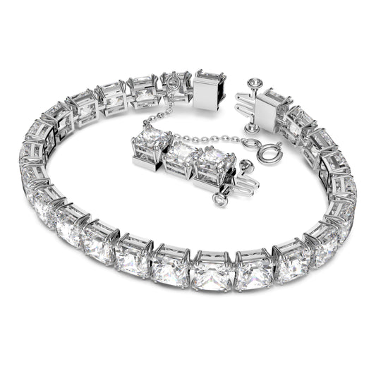 MILLENIA BRACELET SQUARE - WHITE, RHODIUM