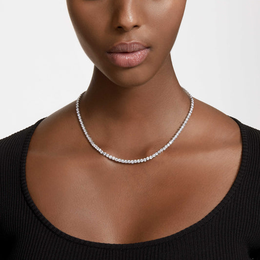 MATRIX TENNIS NECKLACE - WHITE, RHODIUM