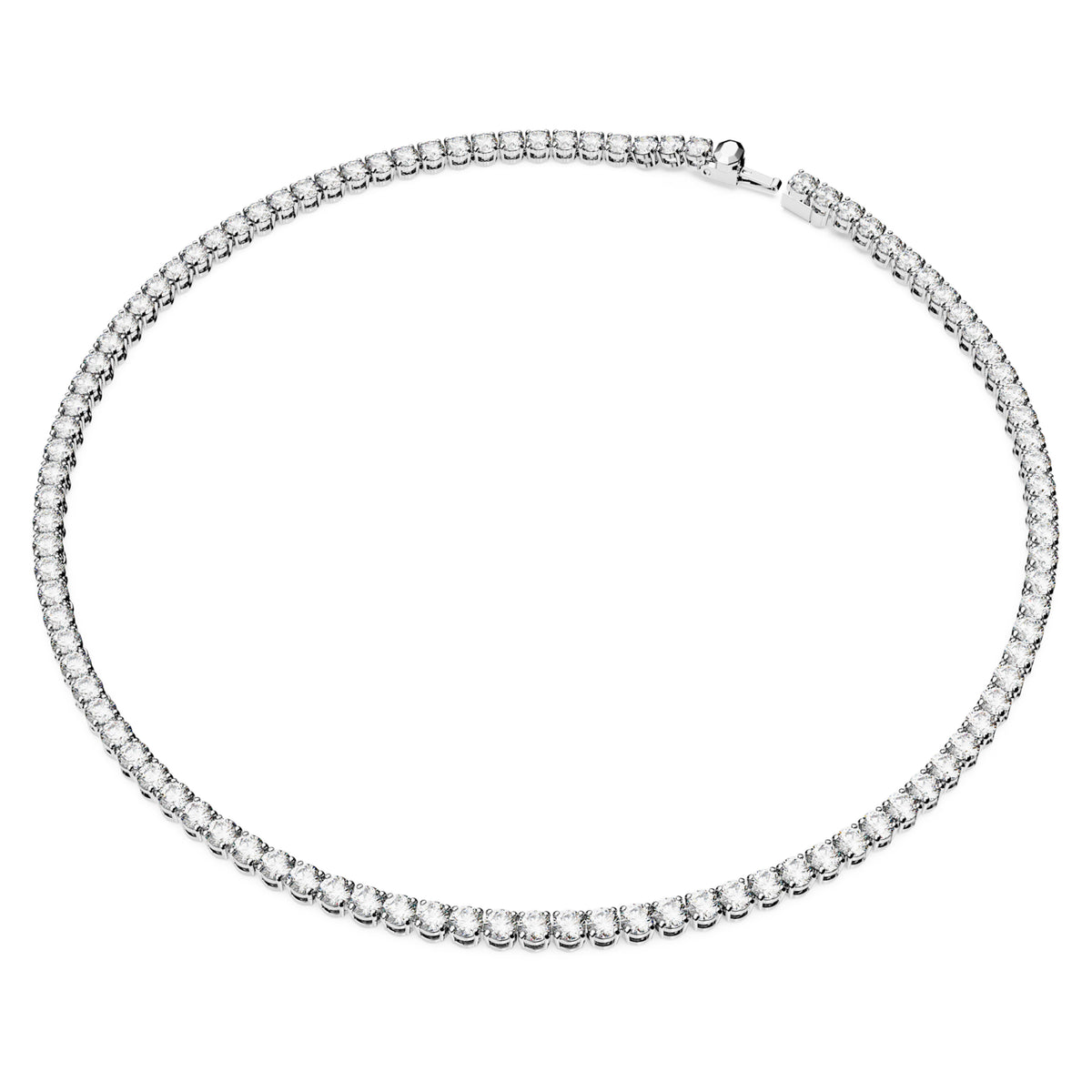 MATRIX TENNIS SET, NECKLACE AND EARRINGS - WHITE, RHODIUM