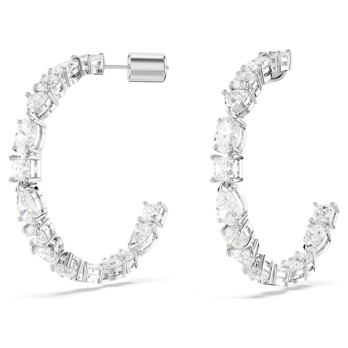 MESMERA HOOP EARRINGS - WHITE, RHODIUM