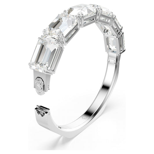 MILLENIA BANGLE OCTAGON - WHITE, RHODIUM