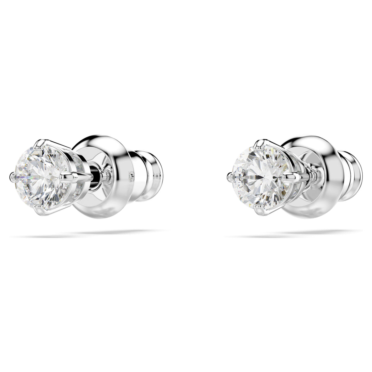 STILLA ATTRACT STUD EARRINGS ROUND - WHITE, RHODIUM