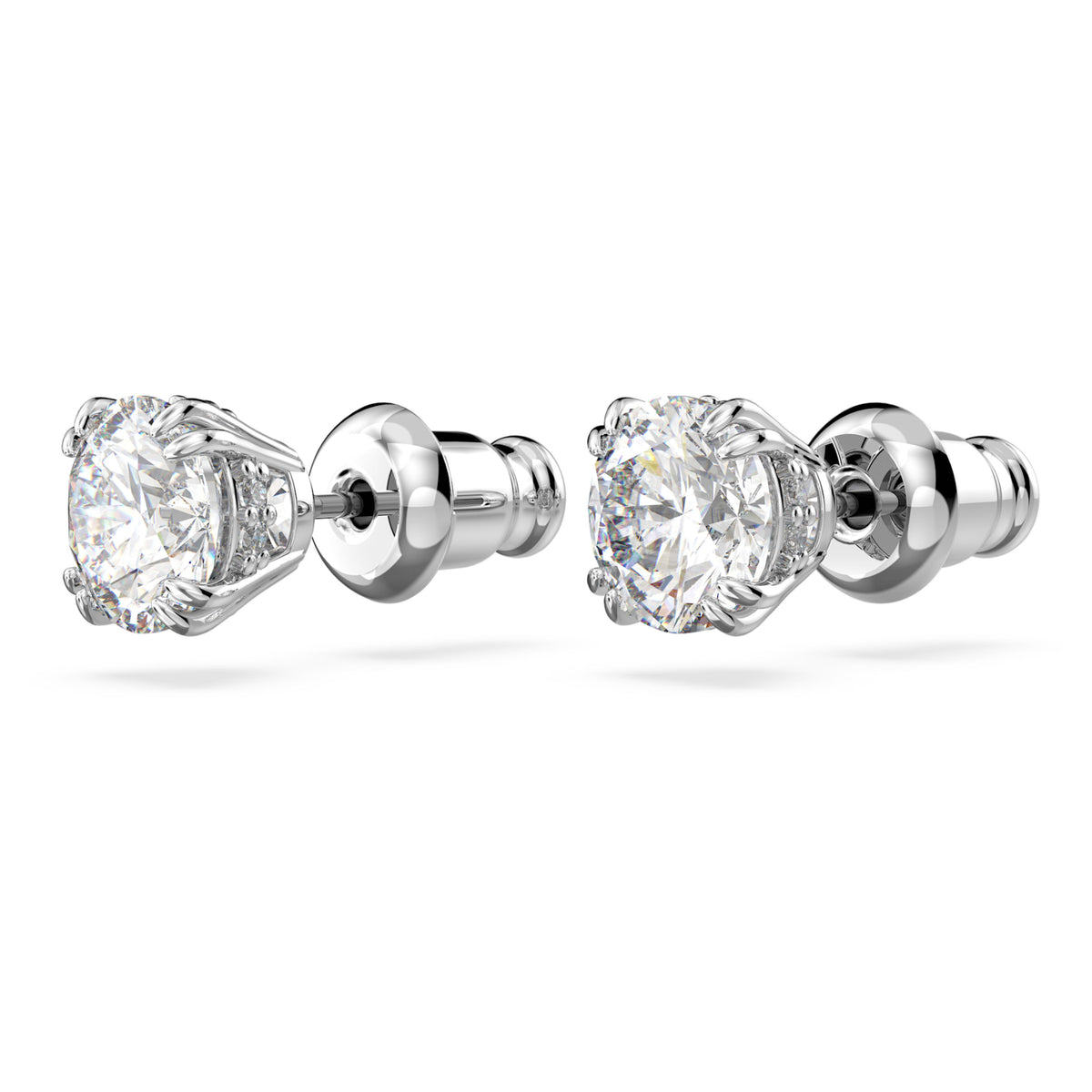 STILLA STUD EARRINGS - WHITE, RHODIUM