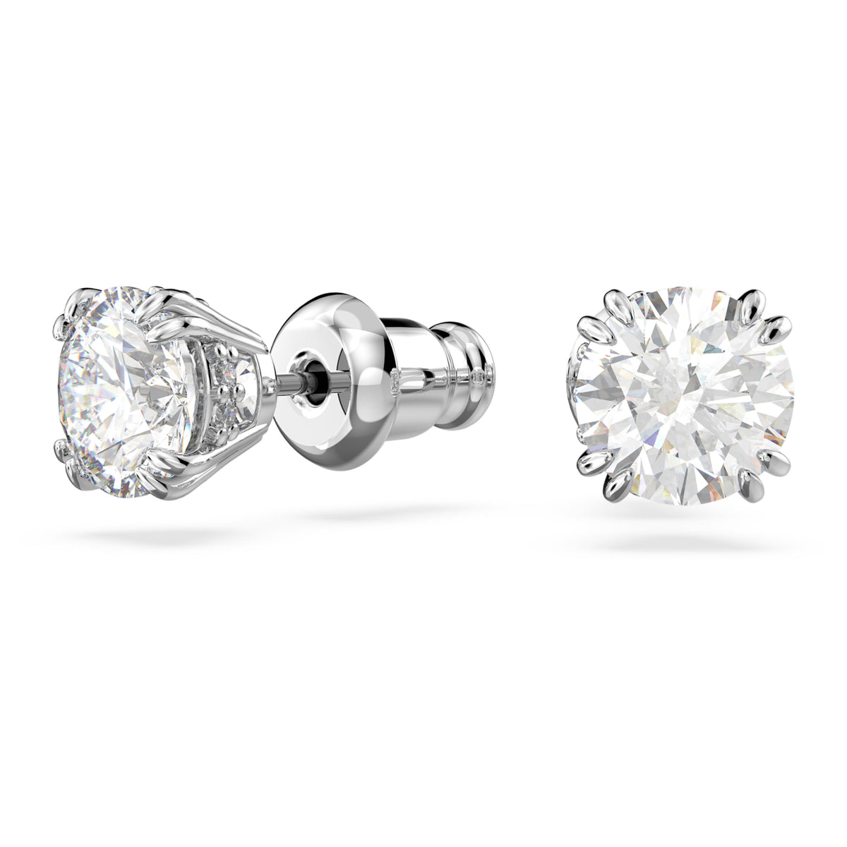 STILLA STUD EARRINGS - WHITE, RHODIUM
