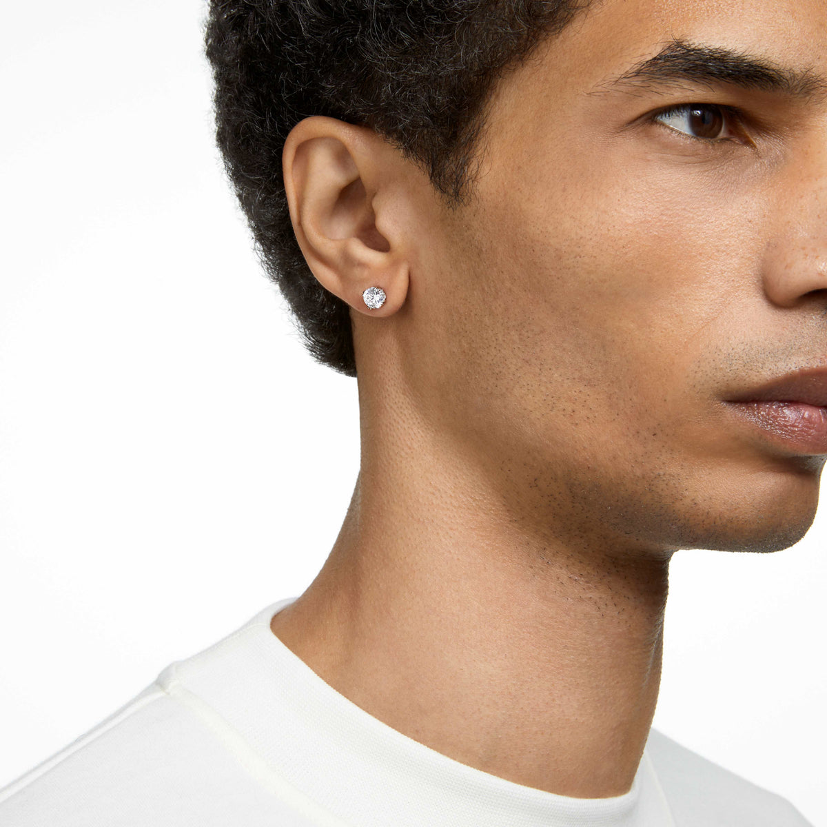 STILLA STUD EARRINGS - WHITE, RHODIUM