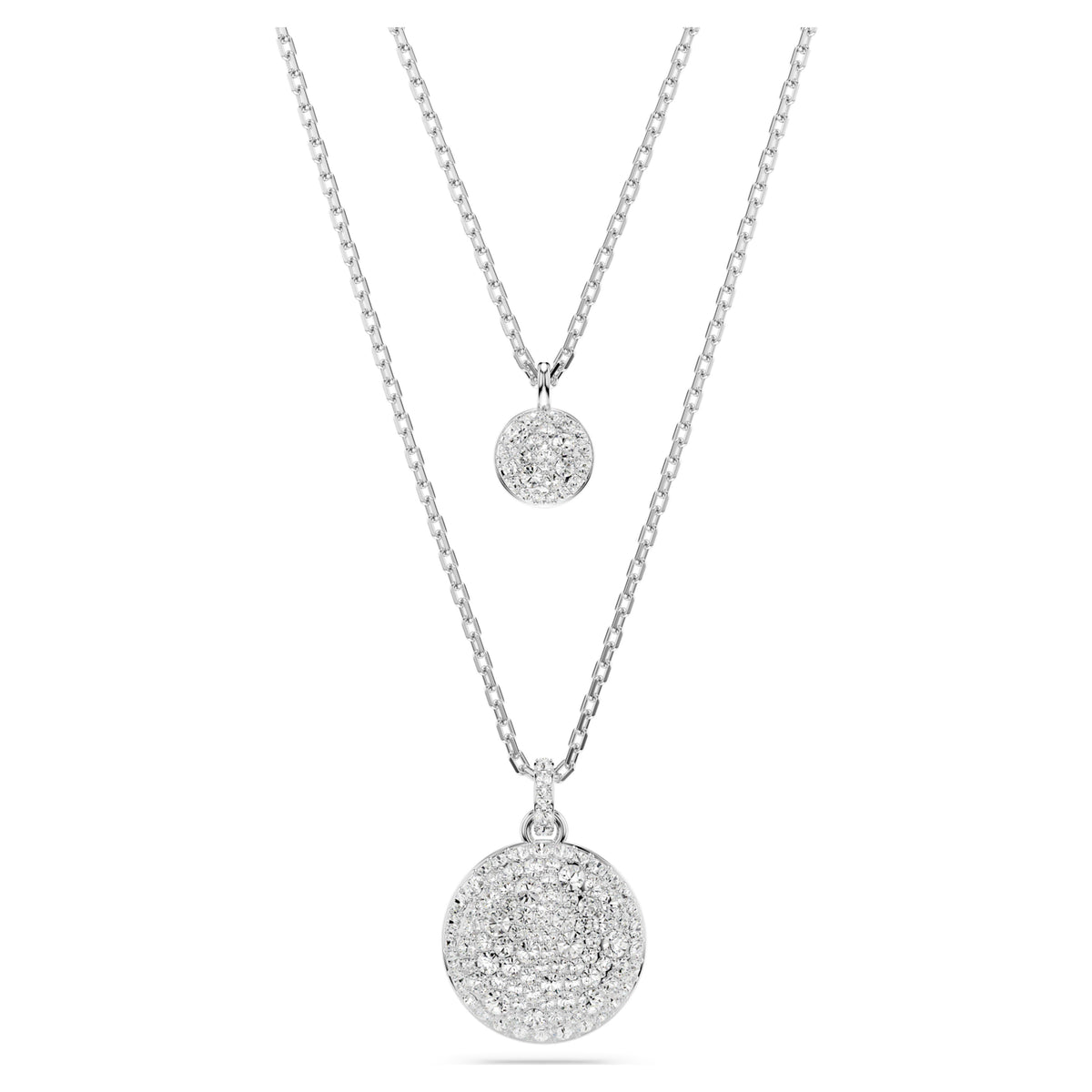 SUBLIMA LAYERED PENDANT - WHITE, RHODIUM