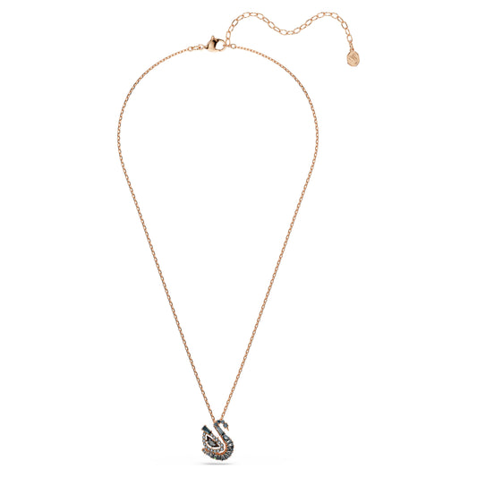 SWAN PENDANT - BLACK, 18K ROSE GOLD