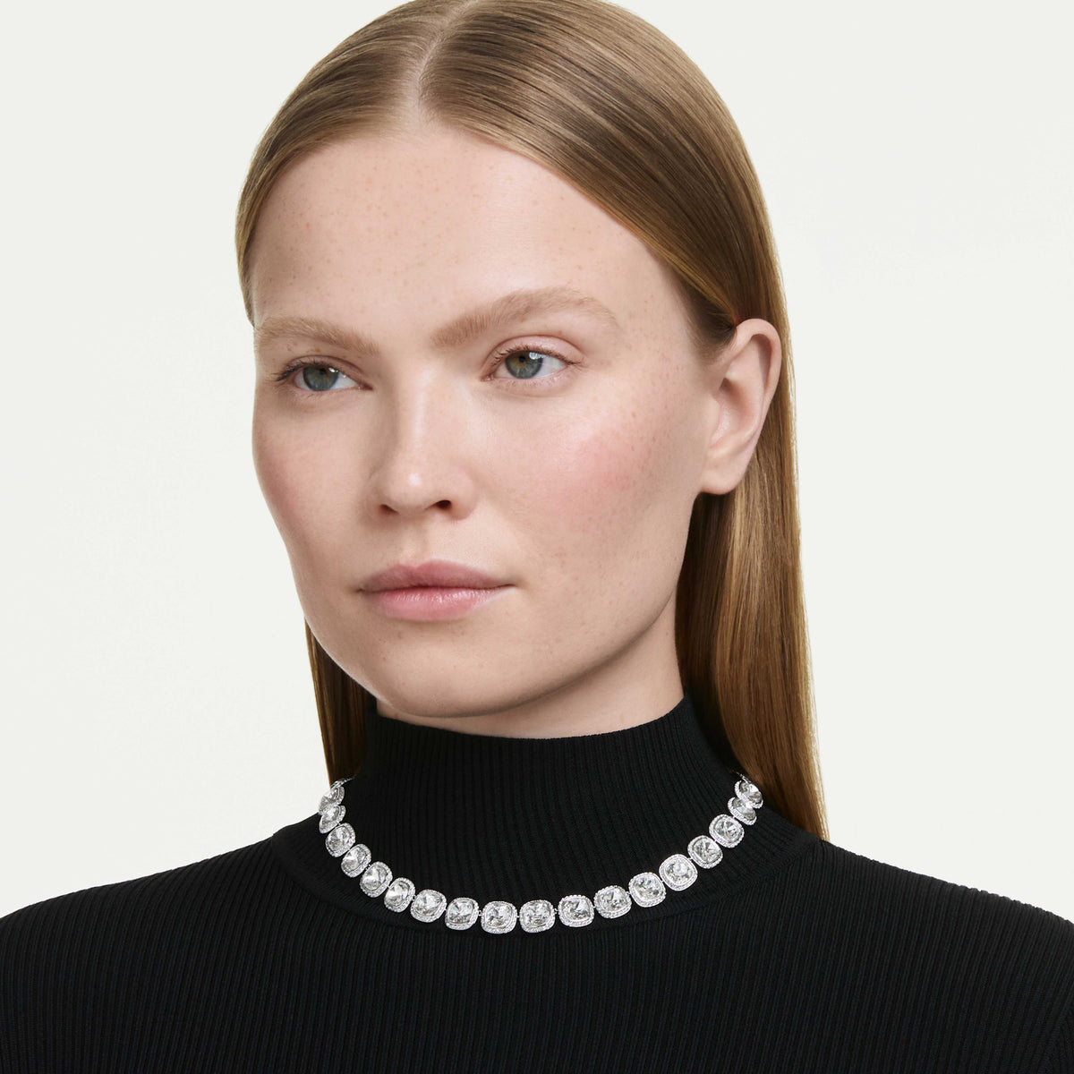 UNA ANGELIC NECKLACE CUSHION CUT - WHITE, RHODIUM