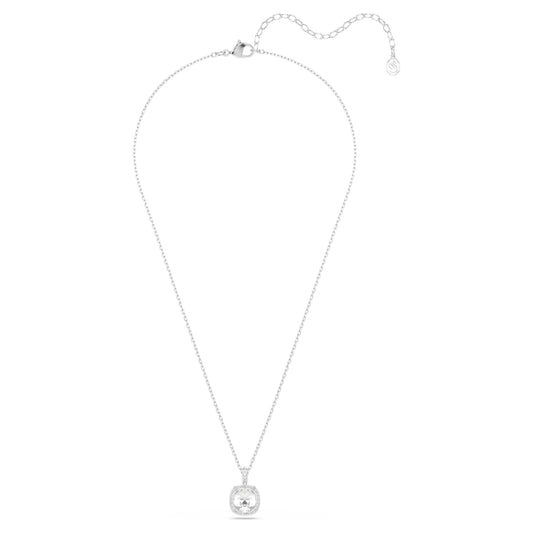 UNA ANGELIC PENDANT CUSHION CUT - WHITE, RHODIUM