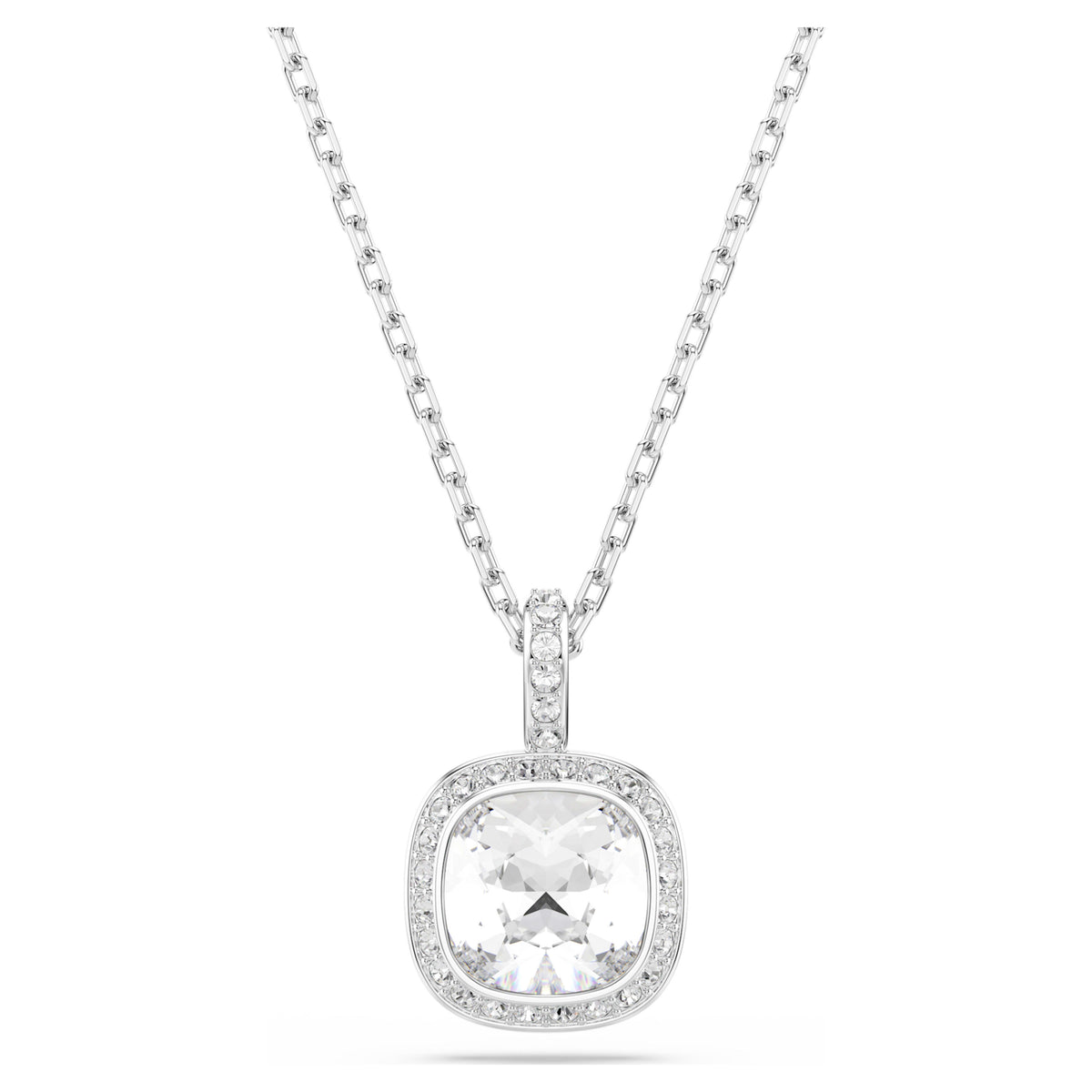 UNA ANGELIC PENDANT CUSHION CUT - WHITE, RHODIUM