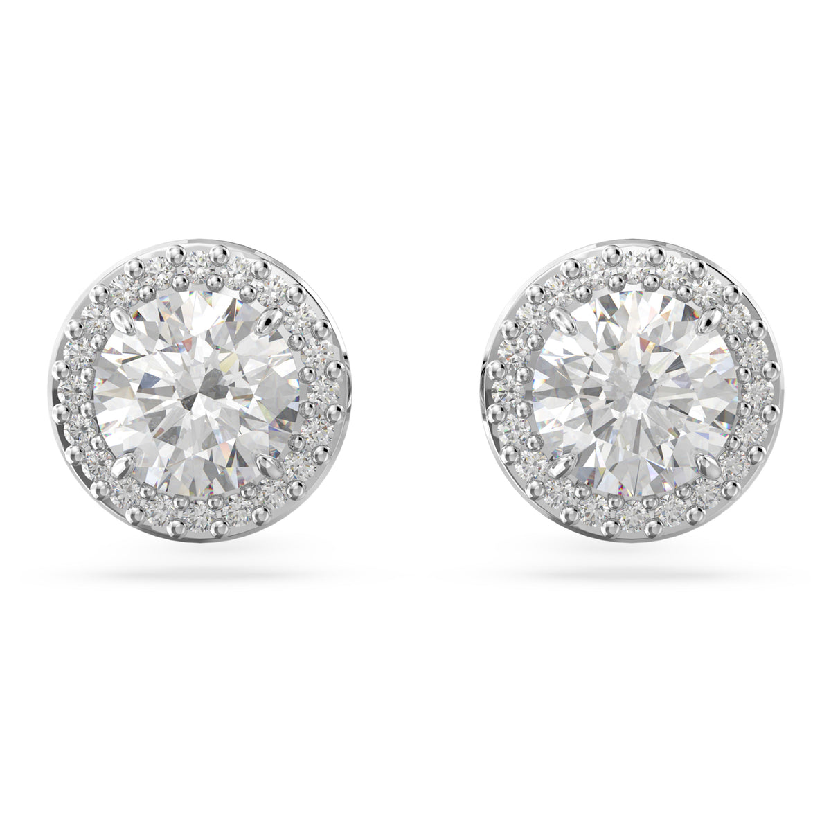 UNA ANGELIC STUD EARRINGS PAVE - WHITE, RHODIUM