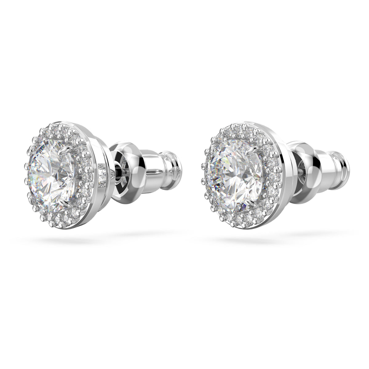 UNA ANGELIC STUD EARRINGS PAVE - WHITE, RHODIUM