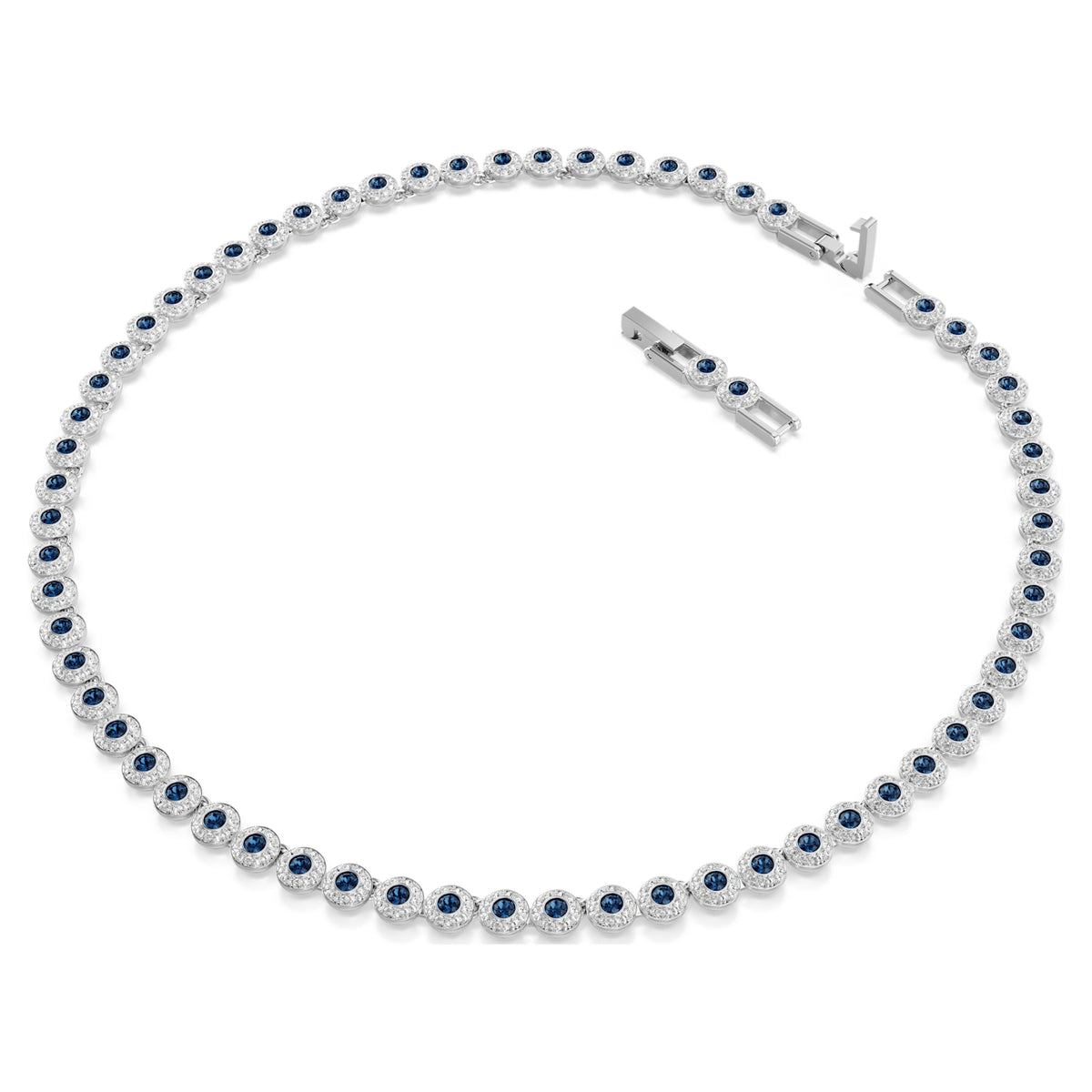 UNA ANGELIC TENNIS NECKLACE - BLUE, RHODIUM