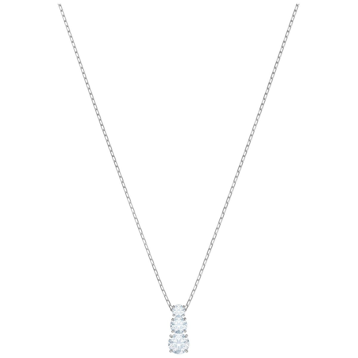 ATTRACT TRILOGY ROUND PENDANT, WHITE, RHODIUM PLATED