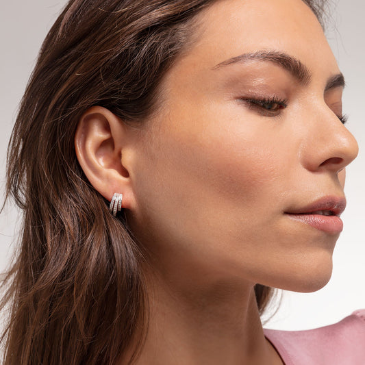 STERLING SILVER TOGETHER RETRO STYLE EARRINGS
