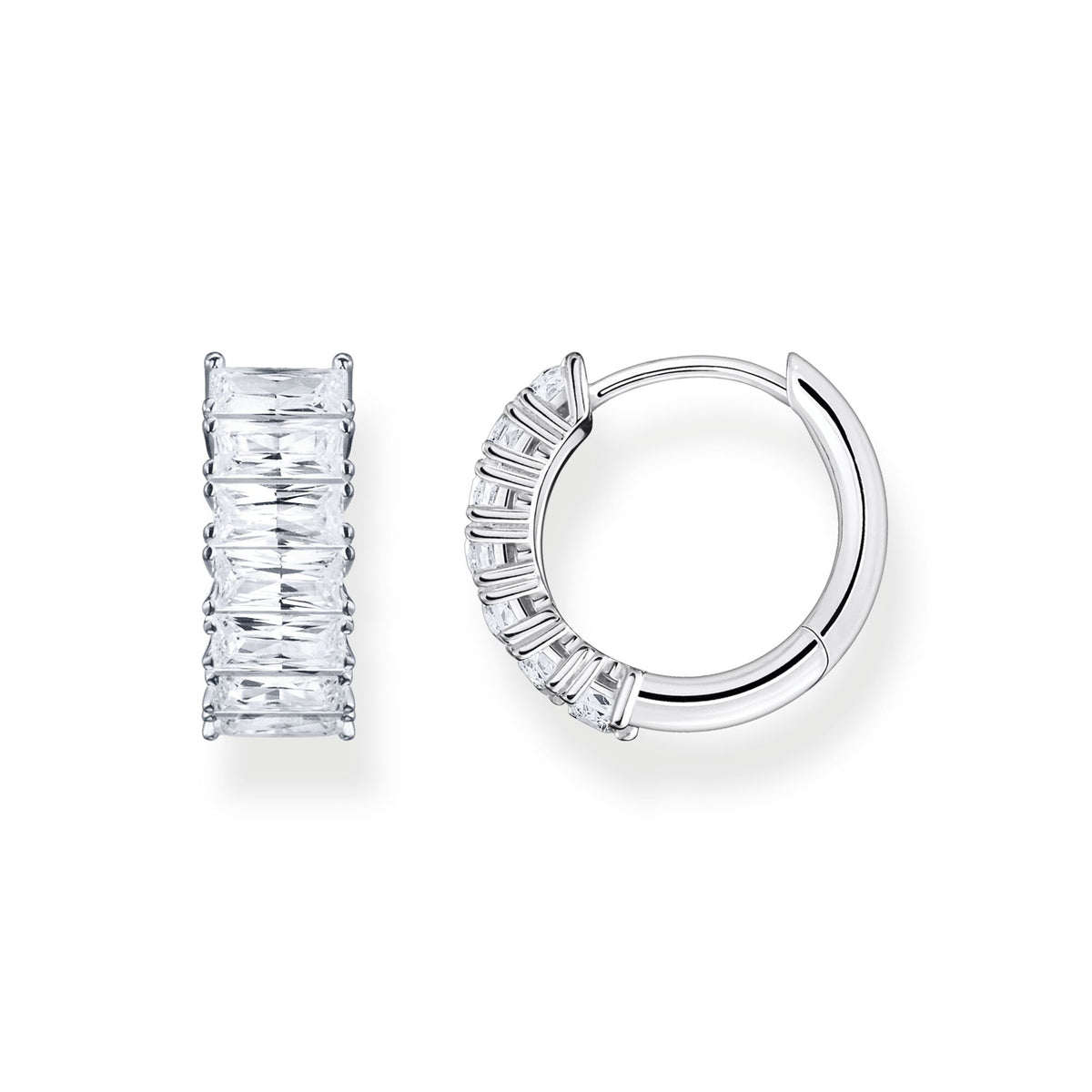 HERITAGE WIDE BAGUETTE CZ HOOP EARRINGS