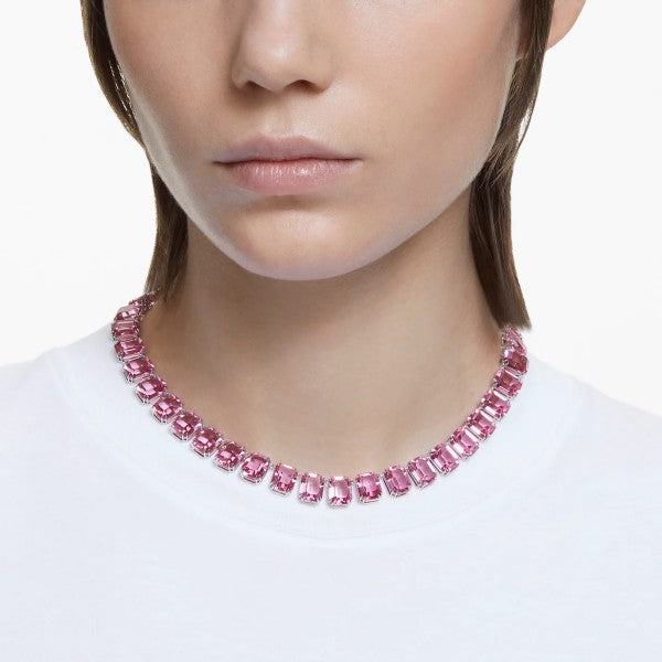 MILLENIA ALL AROUND NECKLACE - PINK, RHODIUM