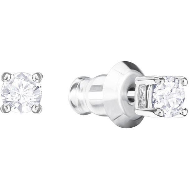 STILLA ATTRACT STUD EARRINGS ROUND - WHITE, RHODIUM