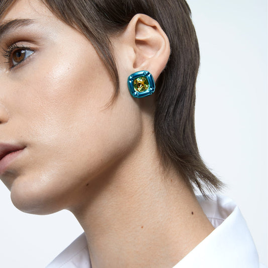 DULCIS STUD EARRINGS - BLUE/YELLOW, RHODIUM
