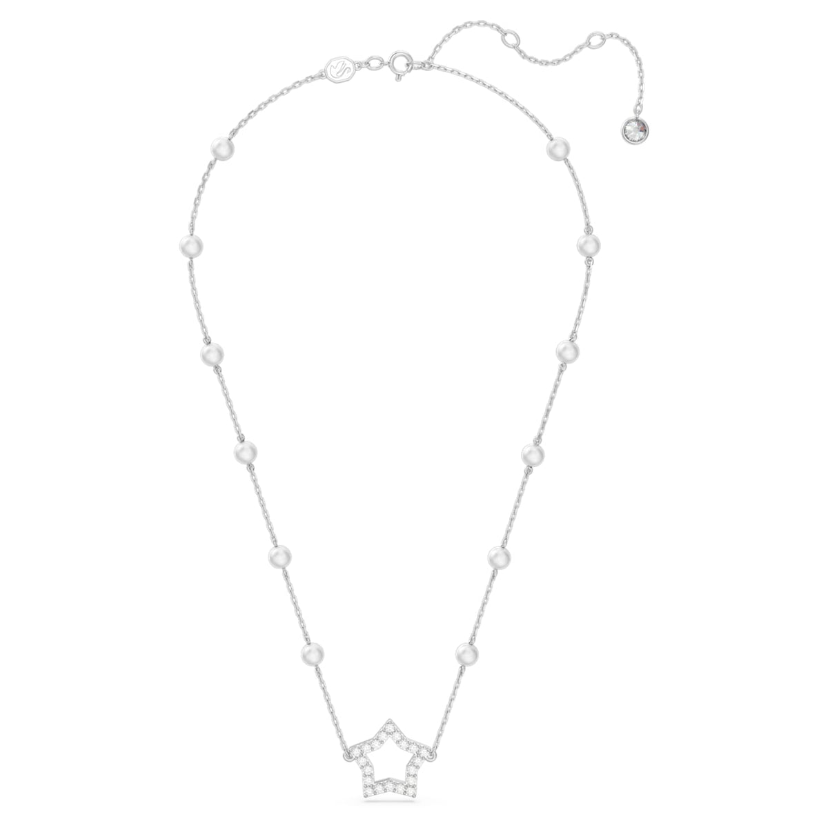 STELLA NECKLACE PEARL STAR - WHITE, RHODIUM