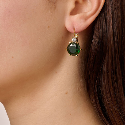 BEGONIA SHINY GOLD EMERALD EARRINGS