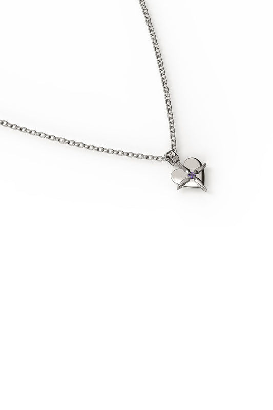 BIRTHSTONE HEART NECKLACE FEBRUARY