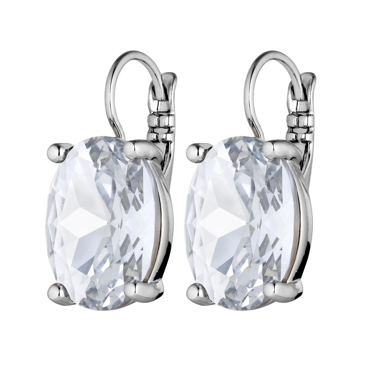 CHANTAL SILVER SHINY CRYSTAL EARRINGS