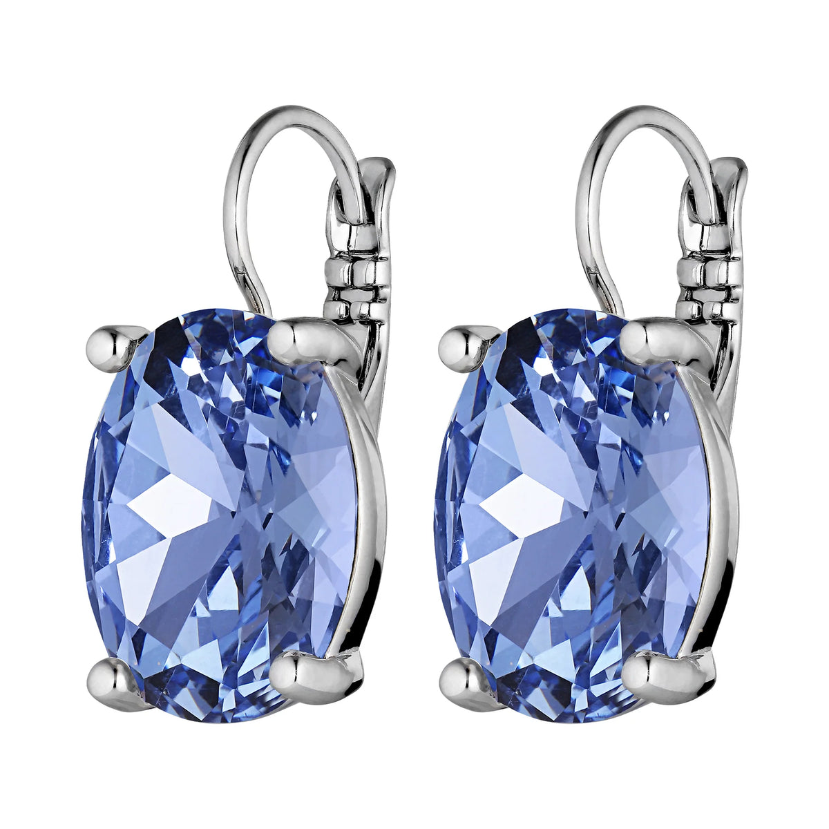 CHANTEL SHINEY SILVER LIGHT BLUE EARRINGS
