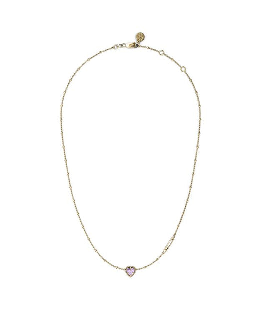 DAHLIA HEART NECKLACE PINK AMETHYST