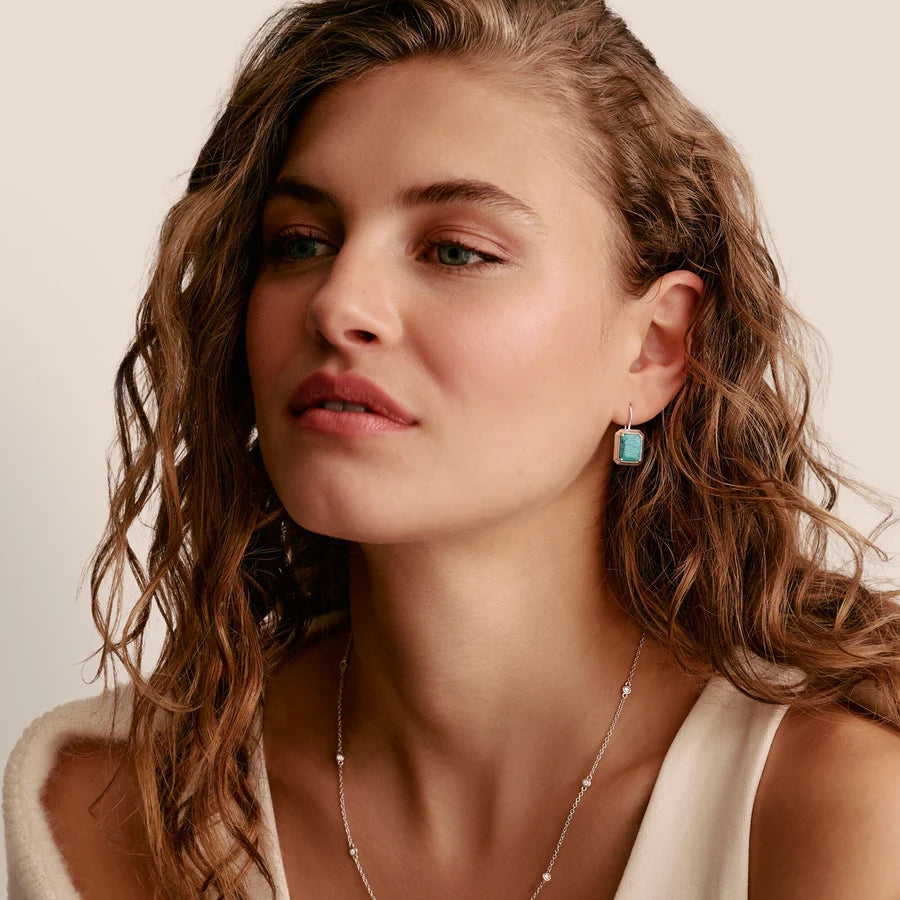 ELYNDRA TURQUOISE OCTAGON STONE EARRINGS
