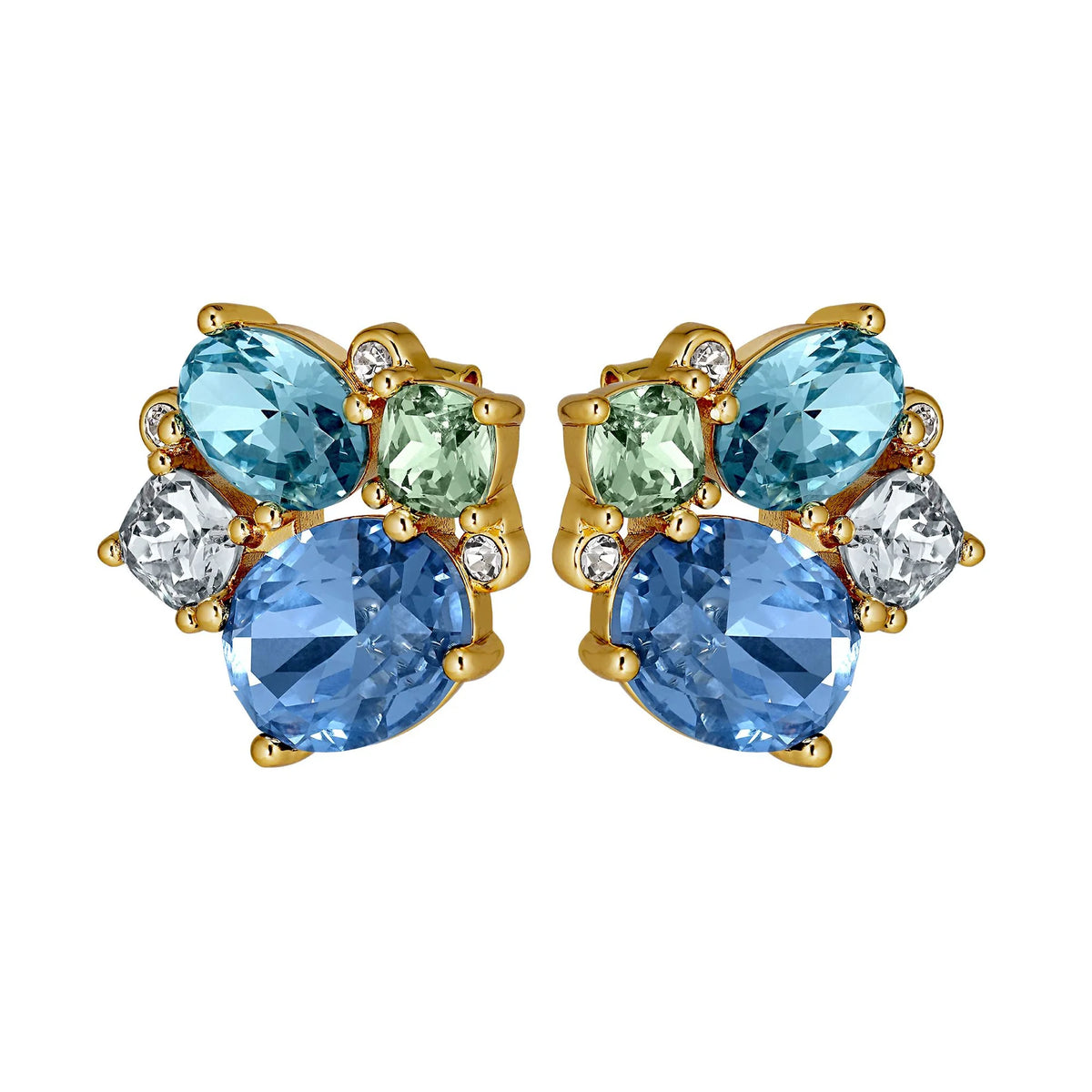 EMMA SHINY GOLD AQUA EARRINGS