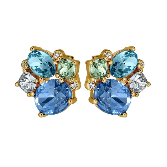 EMMA SHINY GOLD AQUA EARRINGS