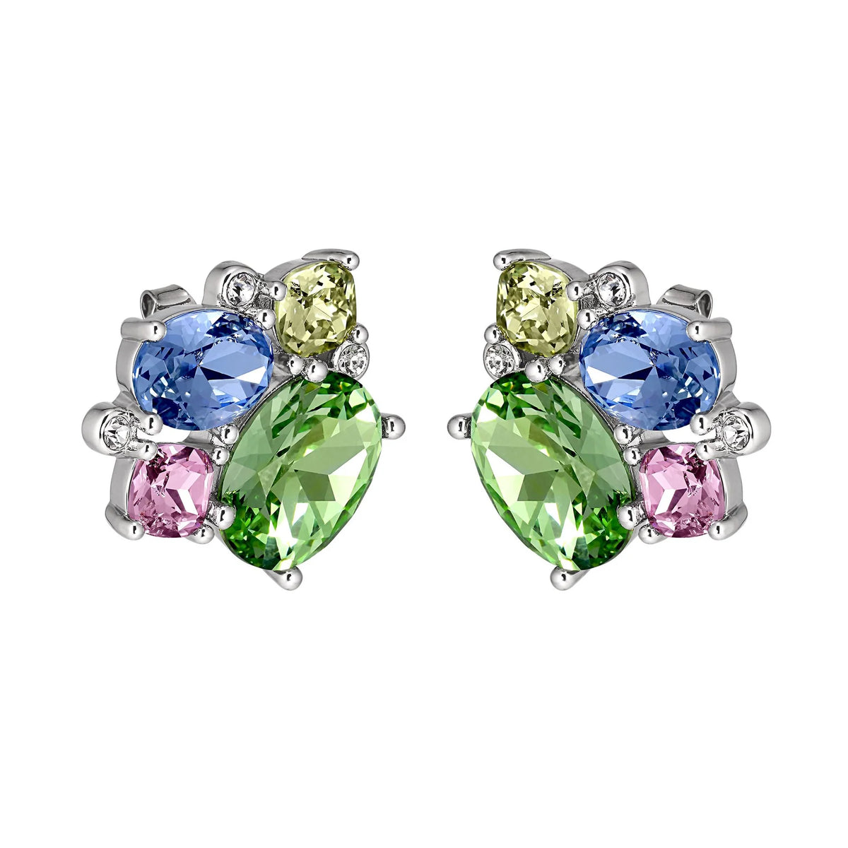 EMMA SHINY SILVER PASTEL MULTI EARRINGS
