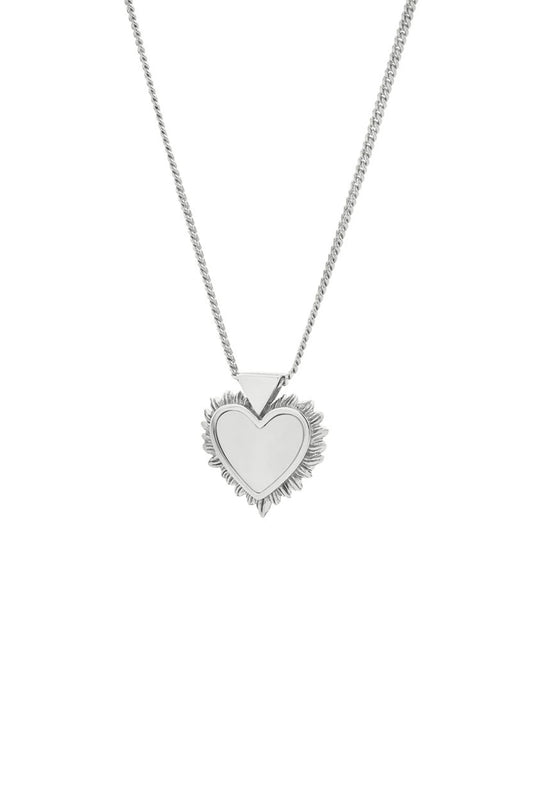 FLAMING MOTHER OF PEARL HEART NECKLACE