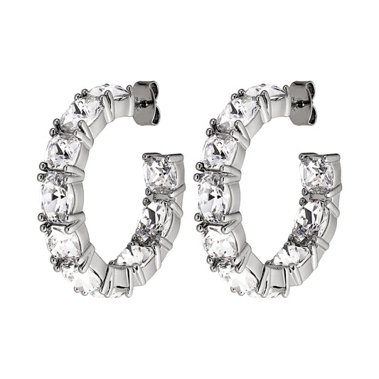 GRETIA SHINY SILVER CRYSTAL EARRINGS