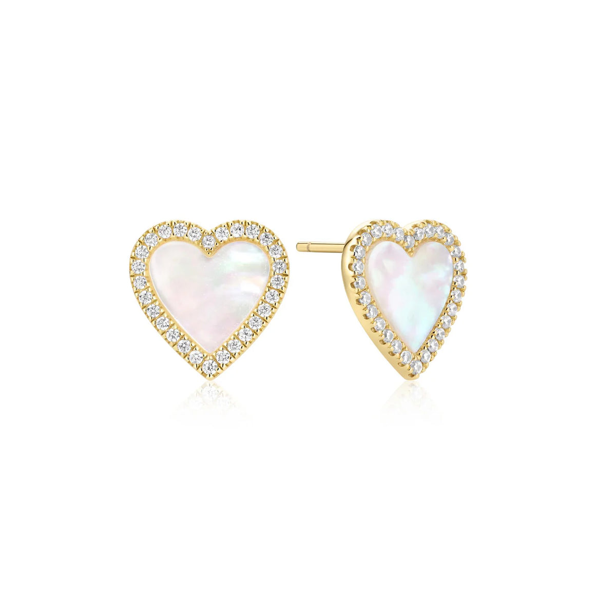 GLIMMER MOTHER OF PEARL HALO HEART EARRINGS
