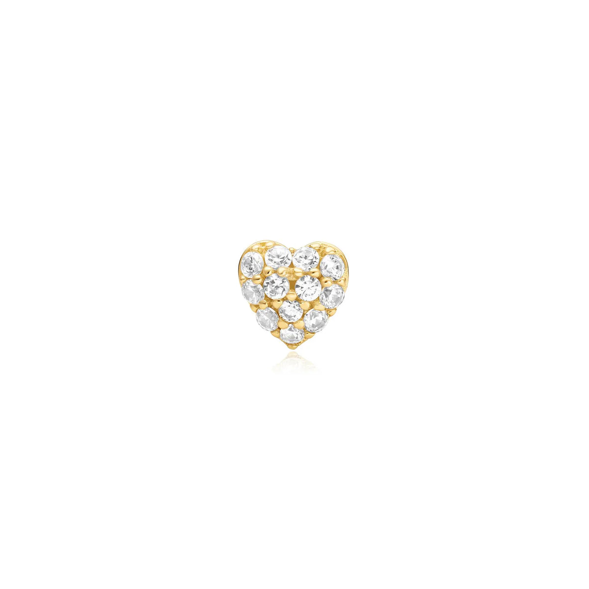 PAVE HEART BARBELL SINGLE EARRING