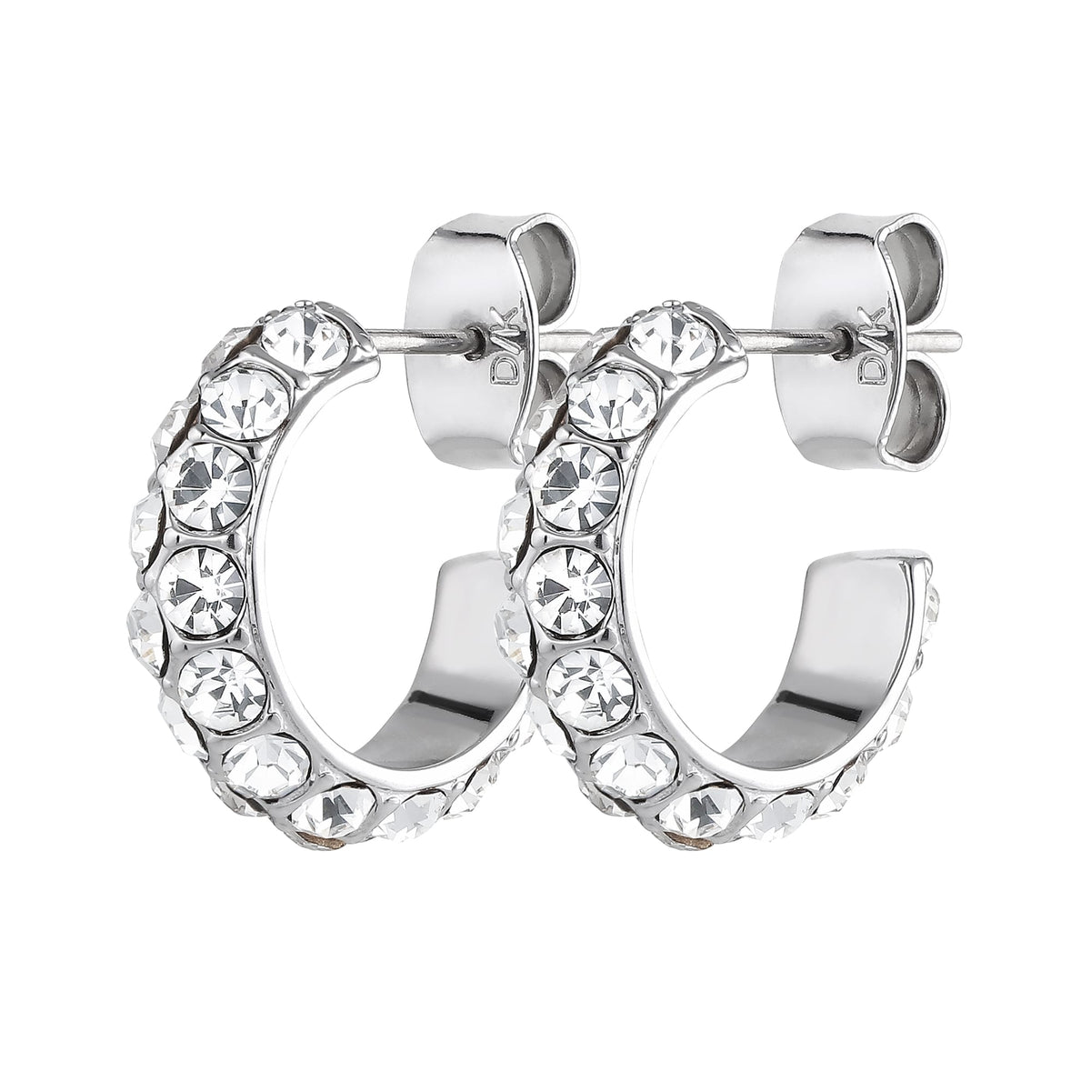 HEIDI SHINY SILVER CRYSTAL EARRINGS