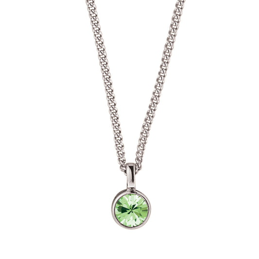 JEMMA SHINY SILVER LIGHT GREEN NECKLACE
