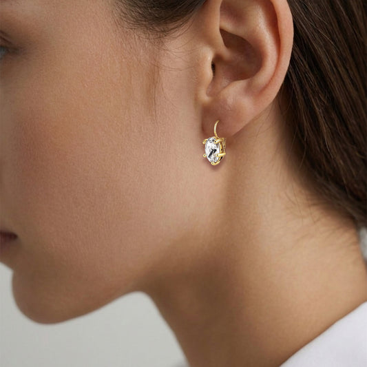 KRISTY SHINY GOLD CRYSTAL EARRINGS