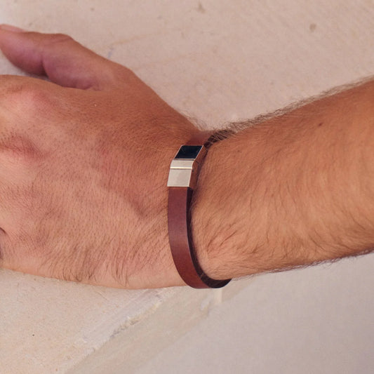 LEWIS LEATHER BRACELET BROWN 19.5CM