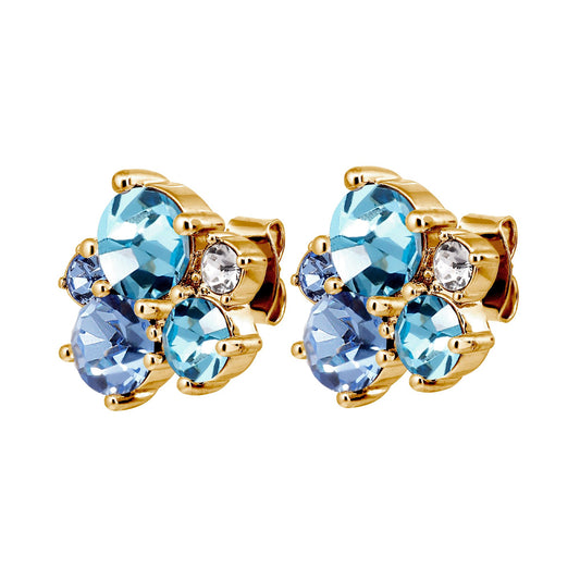 MINNIE SHINY GOLD AQUA EARRINGS