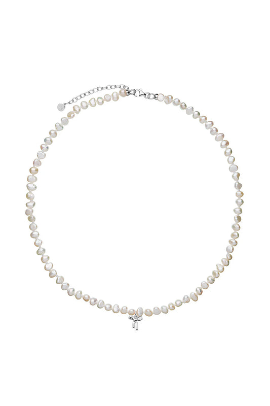 PETITE BOW WITH PEARLS NECKLACE