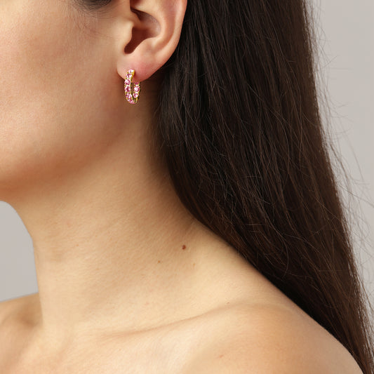 RAQUEL SHINY GOLD LIGHT ROSE EARRINGS
