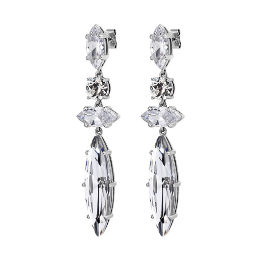 TENERE SHINY SILVER CRYSTAL EARRINGS