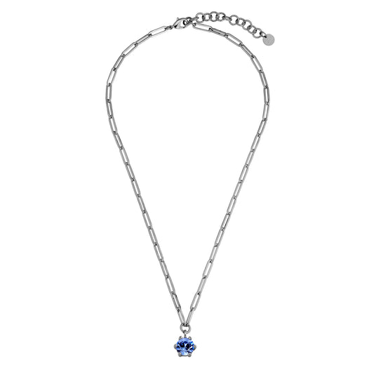 TESSA SHINY SILVER LIGHT BLUE NECKLACE