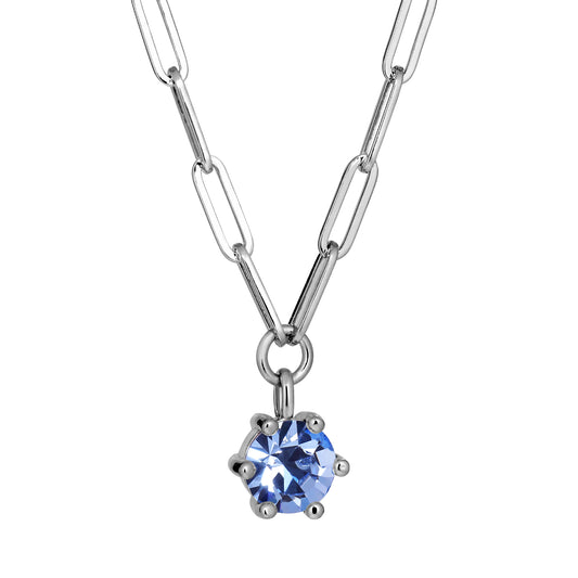 TESSA SHINY SILVER LIGHT BLUE NECKLACE
