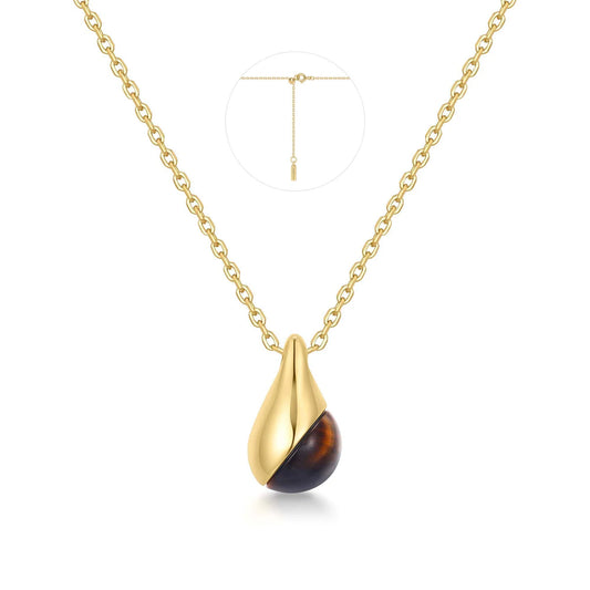 LADY TIGER EYE DROPLET PENDANT NECKLACE