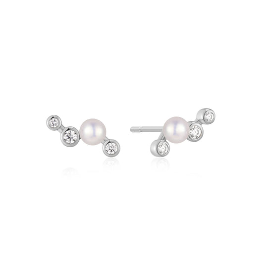 STAR ZIG-ZAG SHELL PEARL STUD EARRINGS