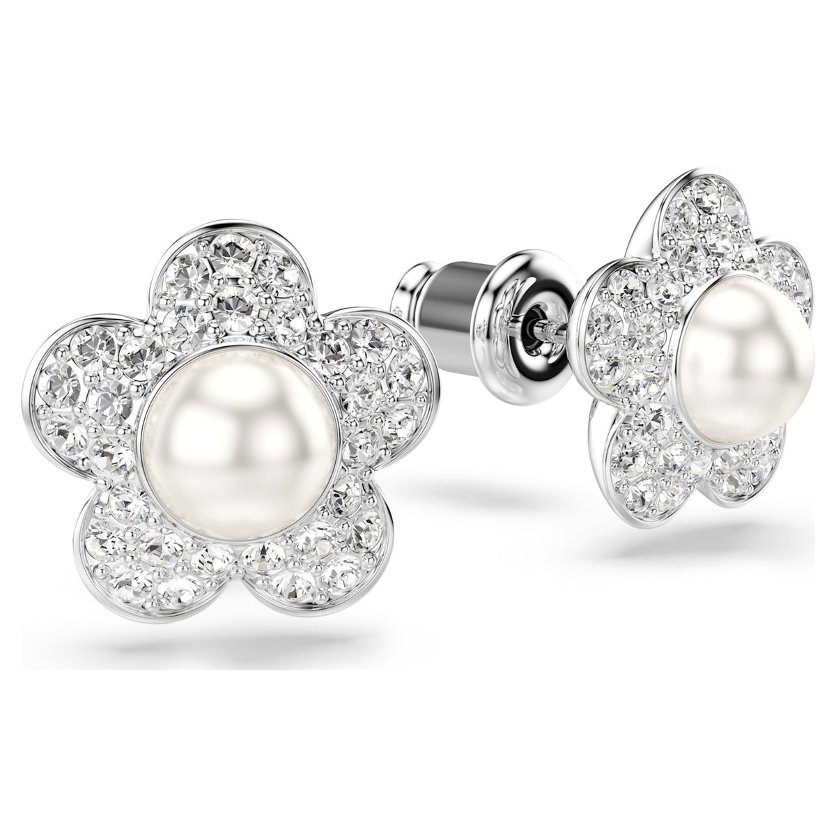 ARIANA GRANDE X STUD EARRINGS FLOWER - WHITE, RHODIUM